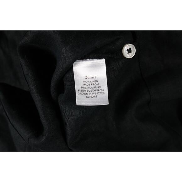 Quince Linen Shirt Black Small European Flax Button Up Short Sleeve - Picture 4 of 6